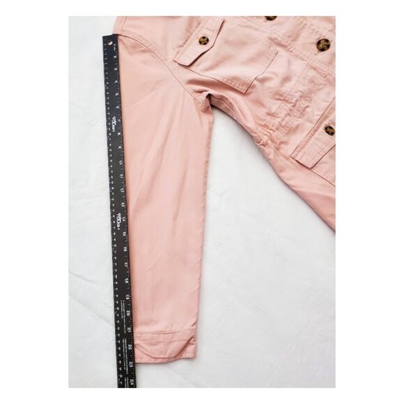 St. John's Bay Pink Lightweight Button Closure 4-Pocket Anorak Jacket Size PM - Picture 10 of 11
